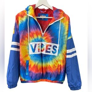 Cool half zip hooded tie die print jacket